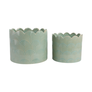 Macetas de cerámica para plantas de interior y exterior, suculentas, hierbas, orquídeas, decorativas, estilo Art Déco, juego de dos. - Product Image 3