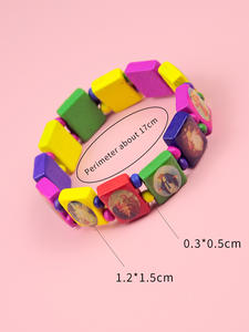 Unai Pulsera Religiosa Ecológica de Madera con <span class=keywords><strong>Rosario</strong></span> de Jesús, Virgen María y Santos, Pequeña, Elástica, Hecha en China, para Regalo - Product Image 2