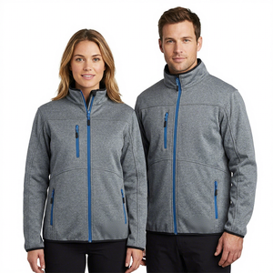 Veste en toile grise unisexe, fermeture éclair bleue, col mandarin, décontractée, imperméable, coupe-vent, vêtements d'hiver, à capuche, coupe régulière, polyester - Product Image 1