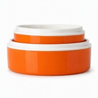 Ensemble de bols en mélamine orange à rebord blanc surélevé, 11,5 cm et 13,2 cm, intérieur brillant, design étagé, qualité alimentaire, vente en gros OEM