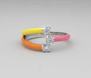 14KT White Gold Fine Jewelry Trio Twist Lab <b>Diamond</b> Enamel <b>Ring</b> - Product Image 1