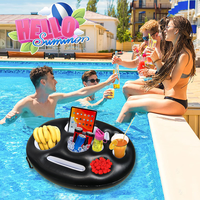 Plateau flottant gonflable durable à huit trous pour porte-gobelets, en PVC, pour boissons rafraîchissantes en extérieur, cadeau de fête aquatique gonflable pas cher