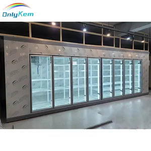 Refrigerador de exhibición y sala de congelador, con 25 juegos de Puertas de cristal para supermercado