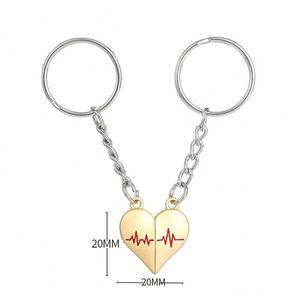 Colgante Creativo para Mochila con Diseño de Latido de Corazón, Regalo, Venta al por Mayor, Electrocardiograma, Llavero Magnético de Metal para Parejas - Product Image 3