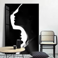 Nouvelle conception, peinture murale abstraite en porcelaine cristalline noire et blanche pour la décoration de chambre de mariage