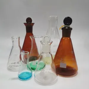 100ml 250ml 500ml laboratuvar kullanımı şeffaf ısıya dayanıklı borosilikat 3.3 cam erlen şişe