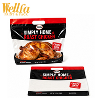 Sacs à poulet rôti avec logo personnalisé, fenêtre anti-buée laminée, poignée en plastique, fermeture éclair refermable, pour emballage de poulet grillé sur rôtissoire
