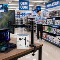 Bras de moniteur ergonomique OEM à réglage de hauteur et mouvement complet avec fixation par pince en C et base à œillet pour écrans de 17 à 32 pouces
