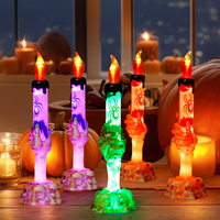 Candélabre d'Halloween avec bougies LED sans flamme, accessoires de décoration, lumière vacillante effrayante, fonctionne à piles, décoration de fête