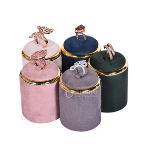 Anneau organisateur support microfibre velours rond métal bordure bijoux présentoir anneau métal support support bijoux accessoires - Product Image 2