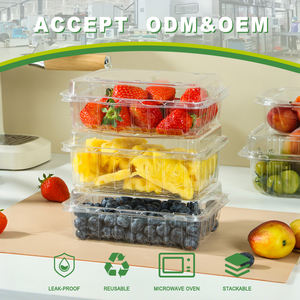 Boîte à fruits en PET rectangle grand récipient à salade couvercle plateau à fruits à emporter en plastique jetable <span class=keywords><strong>pour</strong></span> légumes - Product Image 3