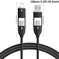 Câble de charge rapide en silicone 4-en-1 100W 5A pour téléphones mobiles iPhone et Type-C – Vente en gros