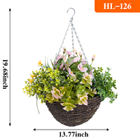 Panier suspendu artisanal en fleurs et plantes artificielles tressées, anti-UV, éco-responsable, pour la Fête des Mères - Vente en gros Ruopei
