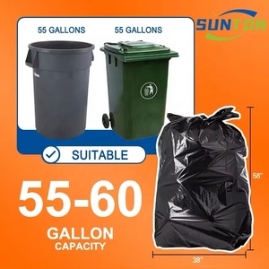Bolsas de basura de plástico PE personalizadas de 56-60 galones para contratistas, corbata cruzada de 3,0 Mil, bolsas de basura resistentes negras grandes con corbata cruzada - Product Image 3