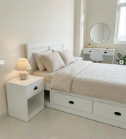Prix d'usine Yifan – Ensemble de chambre à coucher en bois blanc pour hôtel et appartement : armoire, commode, table de chevet – Style moderne en MDF personnalisable