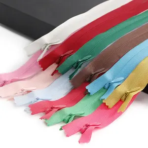 SAS High quality wholesale 3# invisible nylon close-end custom colorful fabric tape zipper for dress