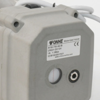 Vanne à boisseau sphérique électrique en PVC série Tonhe A150, 3 voies, DN15 1/2'', avec commande manuelle, joint EPDM, taille de tuyau max. 2''