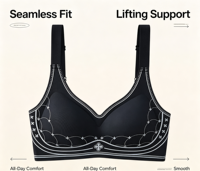 Soutien-gorge sans armatures à maintien doux, sans coutures, coupe complète, en nylon, bretelles larges réglables, broderie délicate trèfle