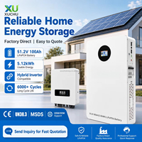 10kWh 10-20kW Output 51.2V Baterai LiFePO4 Terpasang di Dinding untuk Sistem Tenaga Surya Rumah CAN/RS485 All-In-One Hybrid Grid Off-Grid 100Ah