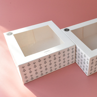 Boîte de boulangerie en papier Boîte à gâteaux carrée avec fenêtre en carton Cajas Pasteles jetables Boîte en carton d'emballage de gâteau alimentaire blanc Accepter