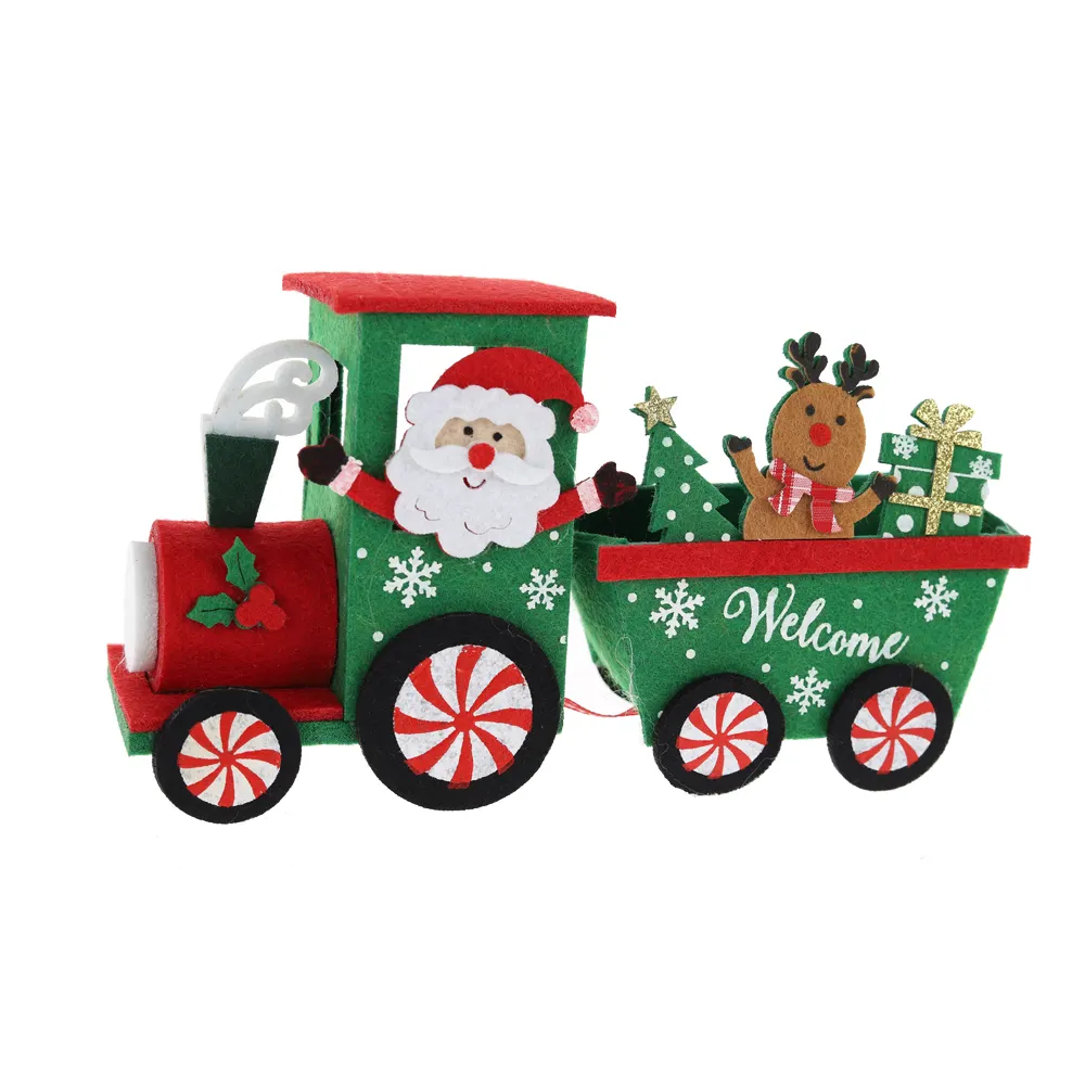 Vente en gros de jouets de Noël pour fête à domicile Camion en feutre Père Noël Train Cadeau de festival pour enfants