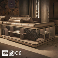 Canapé modulable en cuir microfibre beige clair de luxe sur mesure avec meuble de rangement d'angle et canapé modulaire de style capitonné