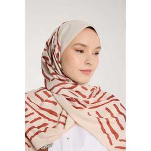 Châle en soie Pure Tone avec motif en V, couleur beige Taba - Product Image 1