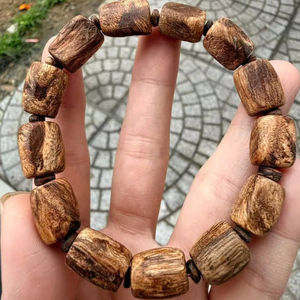 Pulsera de Cuentas de Madera Natural Hecha a Mano, Cuentas Redondas de Madera, Pulsera Elástica, Unisex, para Meditación, Yoga, Oración, Regalo, Joyería - Product Image 1