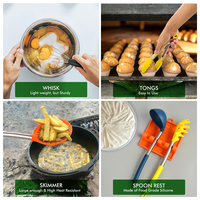TOALLWIN Nouveaux ustensiles de cuisine tendance en silicone, ensemble d'ustensiles de cuisine en silicone en gros avec support