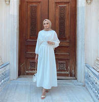 Vêtements ethniques de prière islamique traditionnelle de qualité supérieure Dubaï musulman Ramadan arabe blanc taille haute Abaya Hijab Robe Robe pour femmes