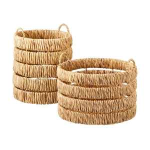Panier en jonc de mer tressé à la main écologique avec poignées, panier de rangement naturel tissé pour la décoration intérieure, la lessive, la chambre d'enfant - Product Image 2