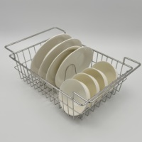 Panier d'organisation de cuisine moderne et durable en acier inoxydable 304, réglable et antirouille, pour séchage de vaisselle et rangement de fruits/légumes