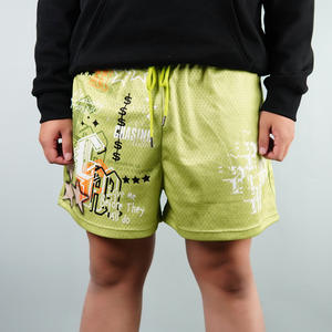 Heavyweight <b>5</b> <b>Inch</b> <b>Inseam</b> Polyester Oversized <b>Men's</b> <b>Shorts</b>, Drawstring Spandex Sublimation Loose Mesh <b>Shorts</b> for <b>Men</b> - Product Image 2