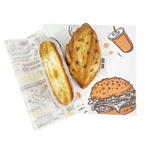 Emballage personnalisé pour hamburgers et sandwichs de restauration rapide, papier alimentaire écologique, impression de logo, sûr, non toxique, papier ciré résistant à la graisse - Product Image 2