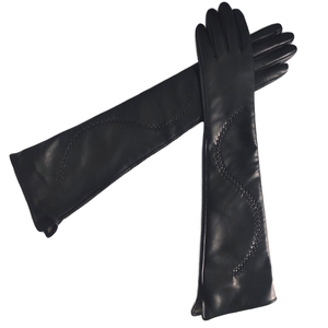 FASHION STYLE Beaucoup de <span class=keywords><strong>cuir</strong></span> <span class=keywords><strong>long</strong></span> et de gants en peau de mouton de couleur pour les femmes - Product Image 5