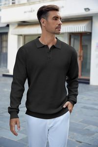 COOFANDY-Para <span class=keywords><strong>Hombre</strong></span>, Suéter de Manga Larga de Punto Ligero e Informal, <span class=keywords><strong>Camisa</strong></span> Polo <span class=keywords><strong>con</strong></span> Logotipo Frontal, Ropa Informal, Otoño - Product Image 6