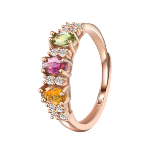 Charming <b>Rose</b> Gold Plated 925 Sterling Silver Gemstone Ring with Natural Tourmaline for Women-Wedding Engagement Birthday Gift - Product Image 1