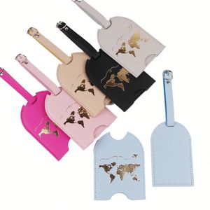 Juego de Etiquetas de Equipaje de Cuero PU con Patrón Geométrico Personalizado, Porta Pasaportes de Lujo, Moderno, Impermeable y Ecológico, Suave, para Bodas - Product Image 1
