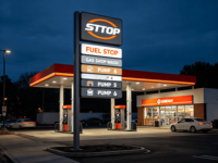 Pylône d'affichage personnalisé alimenté par prise, équipement de station-service pour distributeur de carburant, réponse rapide pour utilisation extérieure autonome dans les bâtiments