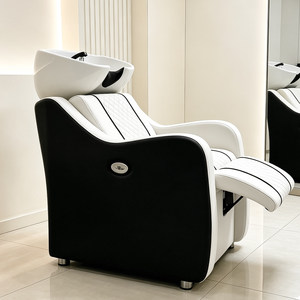 Nuovo Modello di Lettino per Lavaggio Capelli con Lavabo in Ceramica, Telaio in Legno, Poggiapiedi Regolabile <span class=keywords><strong>e</strong></span> Spugna ad Alta Densità per Barbieri <span class=keywords><strong>e</strong></span> Saloni - Product Image 3