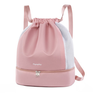 Women's Wet Dry Separation Gym <b>Bag</b> With Shoe Compartment Pink 20-35L Drawstring Backpack For Yoga Swimming Sports - Product Image 5