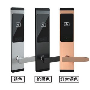 Hotel Electronic Door <b>Lock</b> Card Reader Stainless Steel Smart <b>Lock</b> With Mechanical <b>Key</b> Silver Gunmetal Red Copper Color - Product Image 1