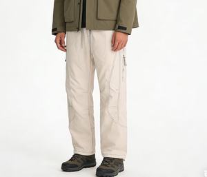 <span class=keywords><strong>Pantalon</strong></span> cargo fonctionnel vintage rétro pour homme, <span class=keywords><strong>beige</strong></span>, avec surpiqûres contrastées, multi-poches, coupe droite, <span class=keywords><strong>pantalon</strong></span> de <span class=keywords><strong>randonnée</strong></span> - Product Image 1