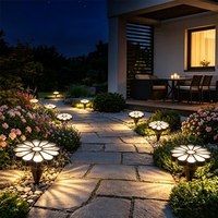 Éclairage de jardin, lumière solaire imperméable pour le sol, matériau ABS, lampe de pelouse, vente en gros, lumière solaire pour allée, lumière de jardin en forme de fleur