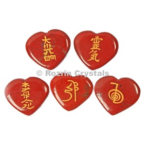 Juego de piedras de Reiki para chakras, Set de Reiki con forma de corazón de jaspe rojo, compra en línea - Product Image 2