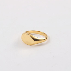 Personalized Stainless Steel Oval <strong>Gold</strong> <strong>Signet</strong> <strong>Ring</strong> Engraved Custom Initial Name <strong>Ring</strong> Stackable <strong>Rings</strong> for Women - Product Image 1