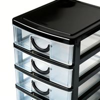 Organisateur de bureau moderne minimaliste GREENSIDE en plastique PP simple à 4 niveaux, boîte de rangement pour étudiants en dortoir, organisateur transparent
