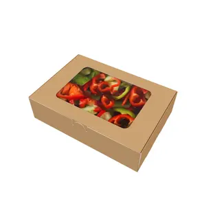 Eco Friendly Foldable Kraft Paper Box With Clear Window Salad Packing Waterproof Paper Box Nice Quality