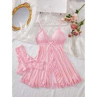 Ensemble de pyjama sexy en dentelle brodée transparente, style européen et américain, vente chaude, lingerie romantique à fente sexy