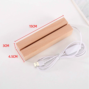 Beechwood Luminous Lamp Base 3x4.5x15cm With <b>Led</b> Light Modern Simple Style Wooden Craft Ornament - Product Image 3